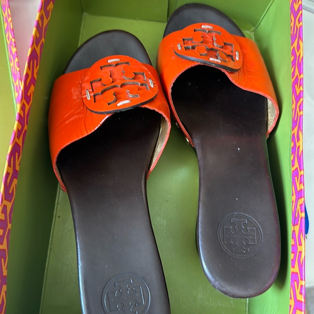 Tory Burch Patti wedge Tangelo 821 orig $195 style no 32068639